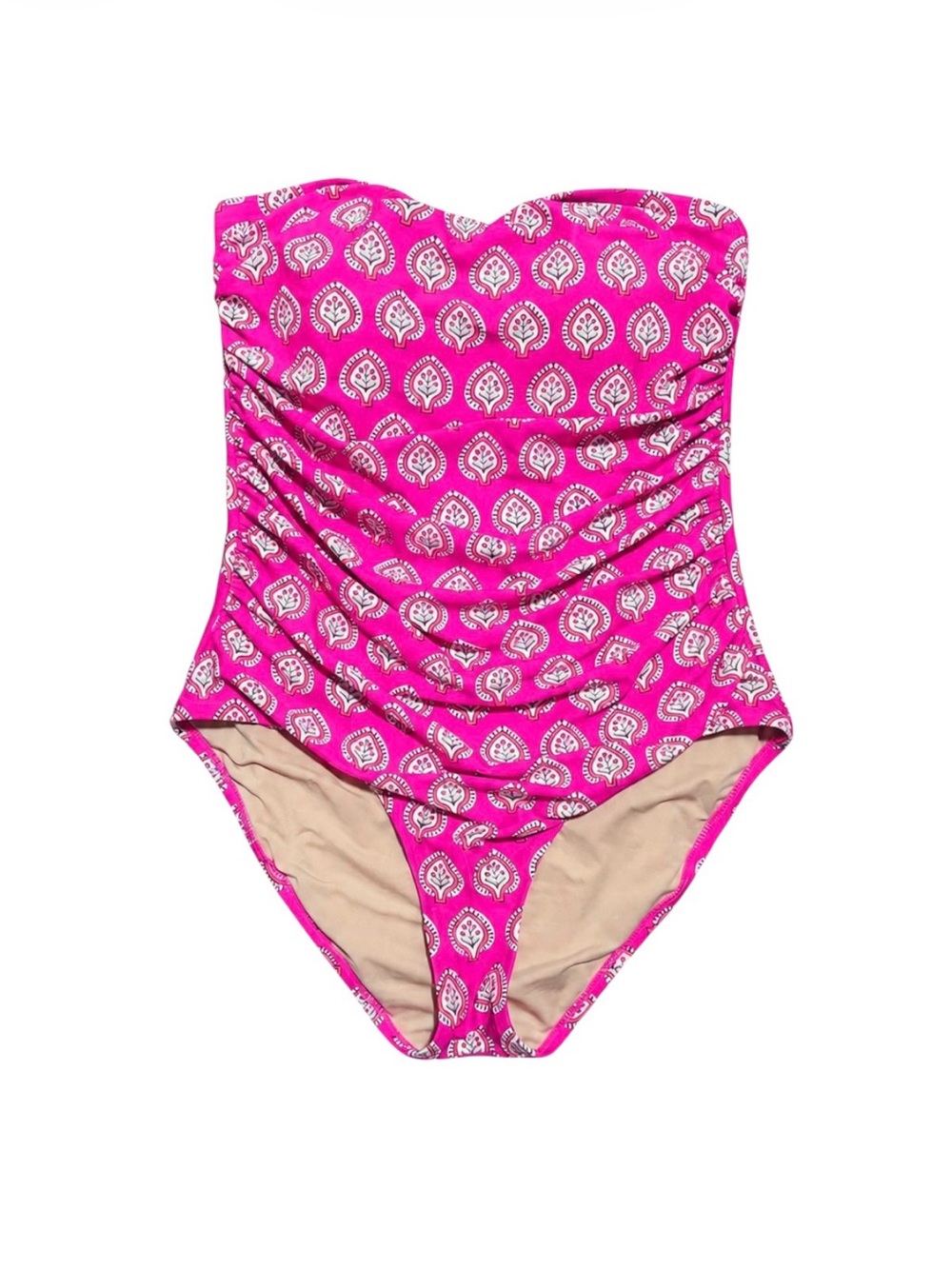 J.Crew x SZ Blockprints Hot Pink Strapless One Piece Swimsuit Size 10